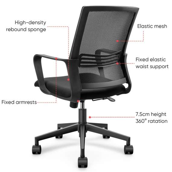 Buy DELI E4501 FUNCTIONAL MESH TASK MED-BACK Chair in Kenya
