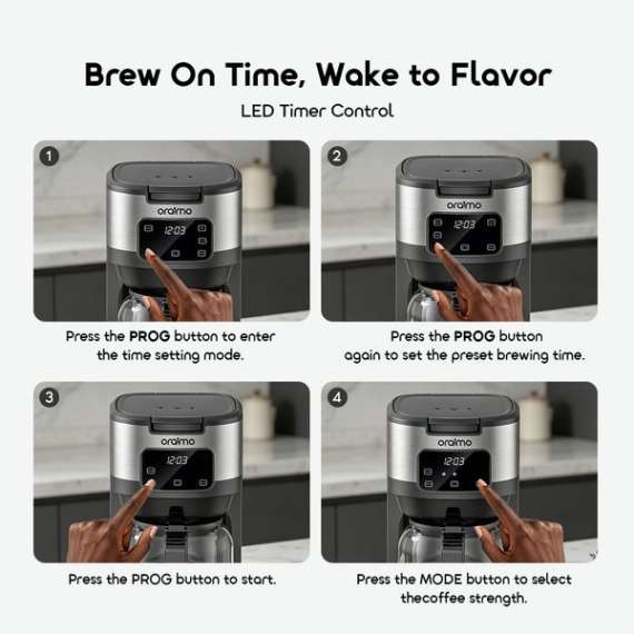 Buy oraimo BrewDrip 1.5L LED Timer Control Drip Coffee Maker in Kenya