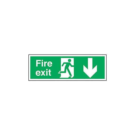 Buy Fire Exit Arrow Down Sign in [storefront]