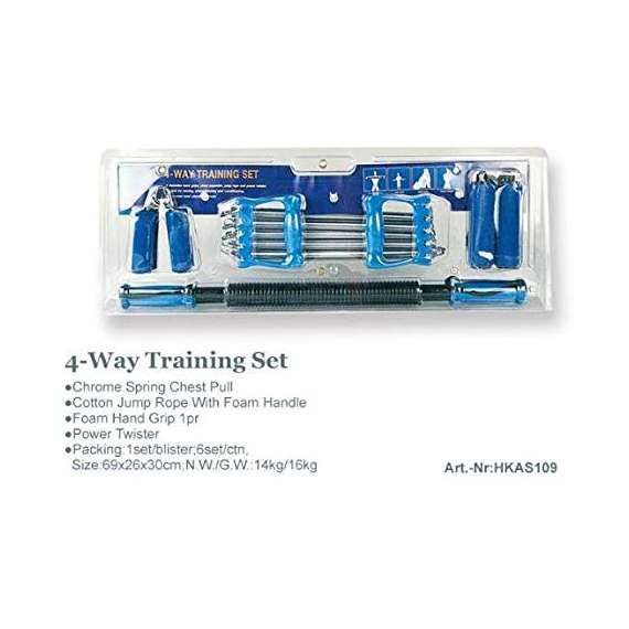 Buy 4-Way Training Set (2 Hand Grip, Skipping Rope, Bender & Chestpull) in [storefront]