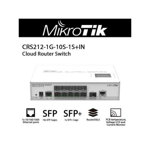 Buy MikroTik (CRS212-1G-10S-1S+IN)  LCD, 400MHz CPU, 64MB RAM Smart Switch in [storefront]