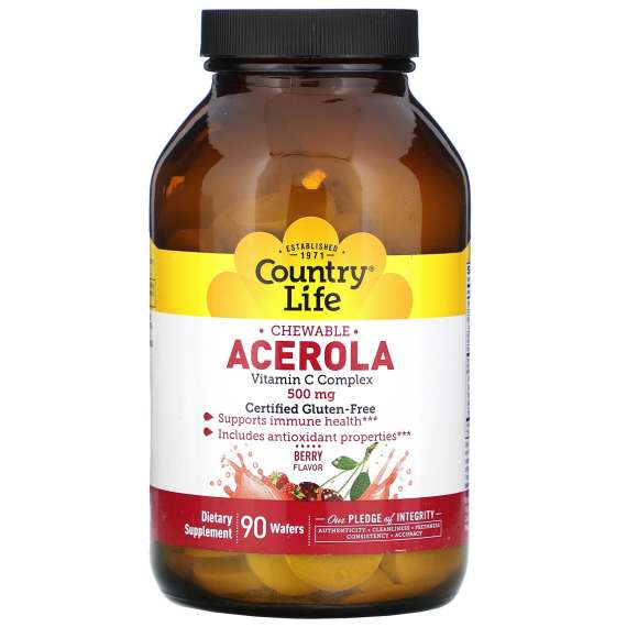 Buy Country Life 500mg Acerola VitaminC 90 Wafers Supplement in [storefront]