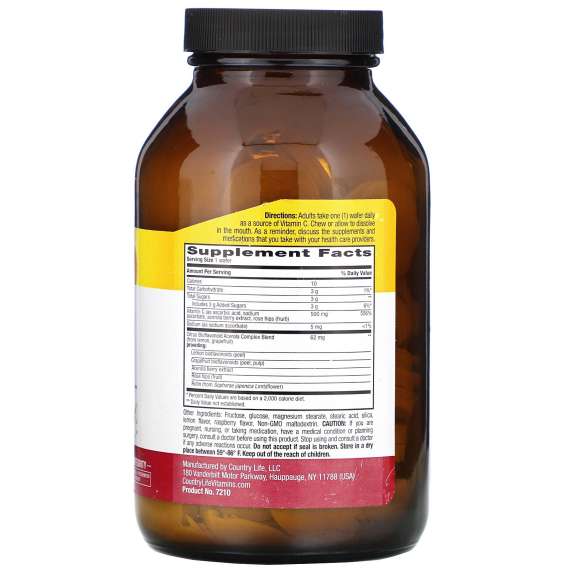 Buy Country Life 500mg Acerola VitaminC 90 Wafers Supplement in [storefront]