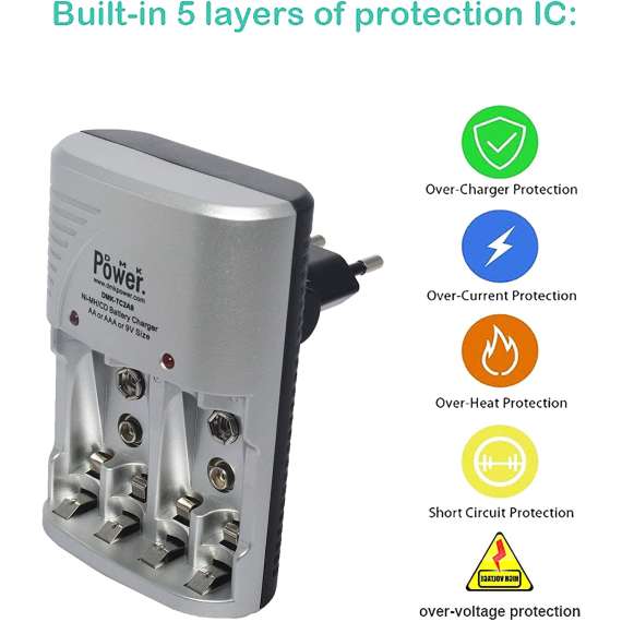 Buy DMK-TC2A9 4 Slots Smart Rechargeable Charger for AA, AAA,9V Batteries in [storefront]
