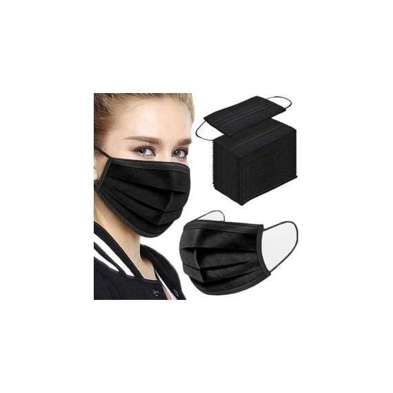 Buy 3Ply Disposable Black Face Masks in [storefront]