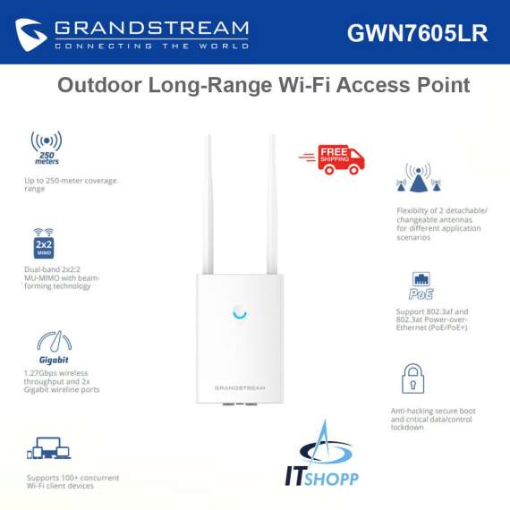 Buy Grandstream GWN7605LR Wave 2 Outdoor Long Range WiFi Access Point in [storefront]