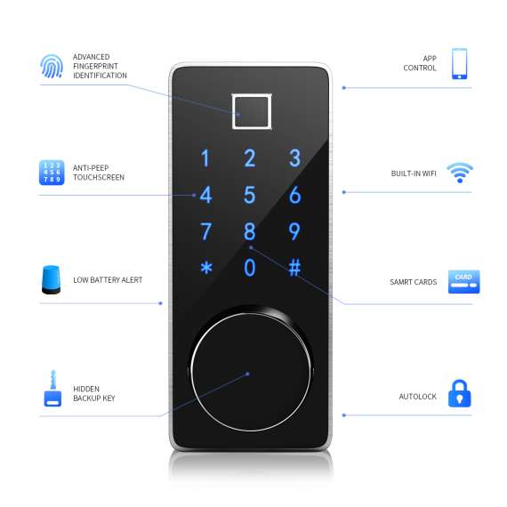 Buy Airbnb Smart WiFi App Door Lock with Fingerprint, Passcode & Card in [storefront]