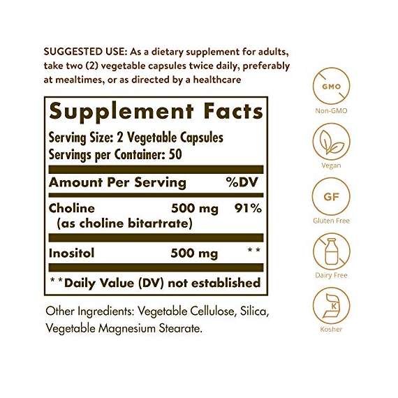 Buy Solgar Choline/Inositol 500mg/500mg 100 Vegetable Capsules in Kenya