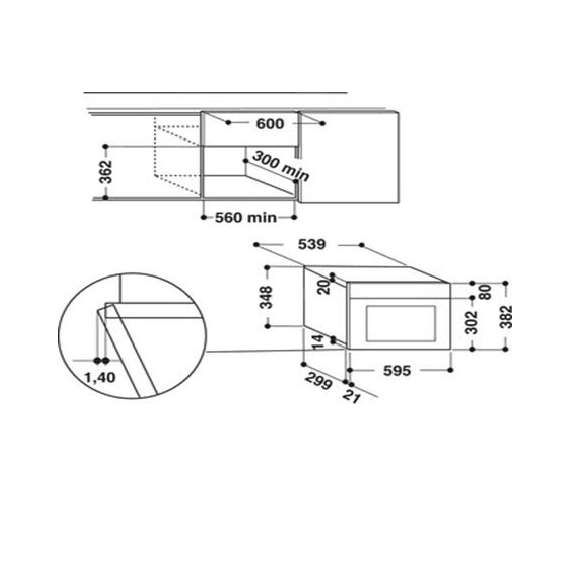 Buy Ariston MN 313 IX A 22L Built In Microwave Oven in [storefront]