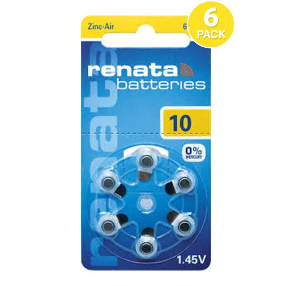 Buy Renata Size 10  6 Pack Hearing Aid Batteries in [storefront]